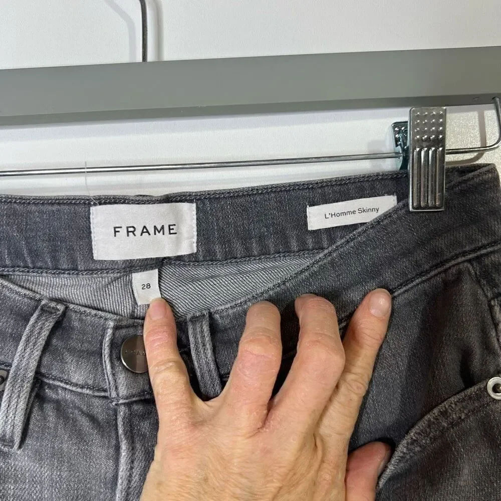 Frame Denim L’ Homme Skinny Jeans Faded Black Gray Denim